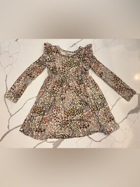 Babysprouts Bamboo Long-Sleeve Dress - Cream with Pink & Green Floral 18-24 m